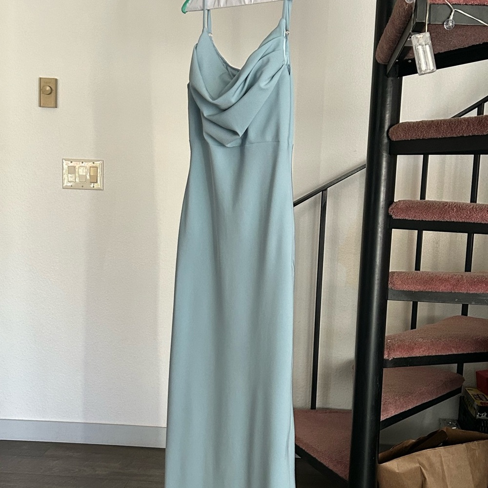 Revelry Light Blue Skye Crepe Bridesmaid Dress